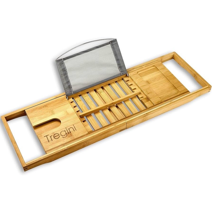 NIB Luxury Bathtub Tray Caddy - Adjustable Bamboo