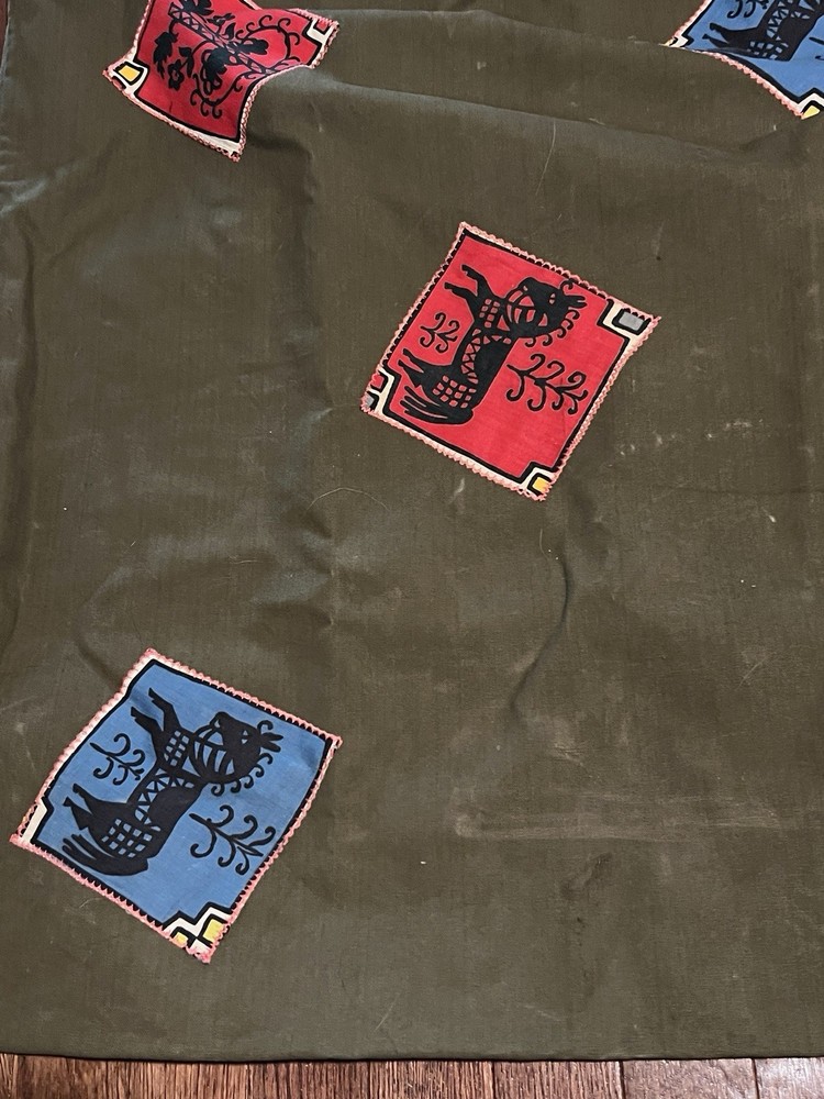 Green Canvas Laundry Duffle Bag Drawstring Horse Fabric Patches