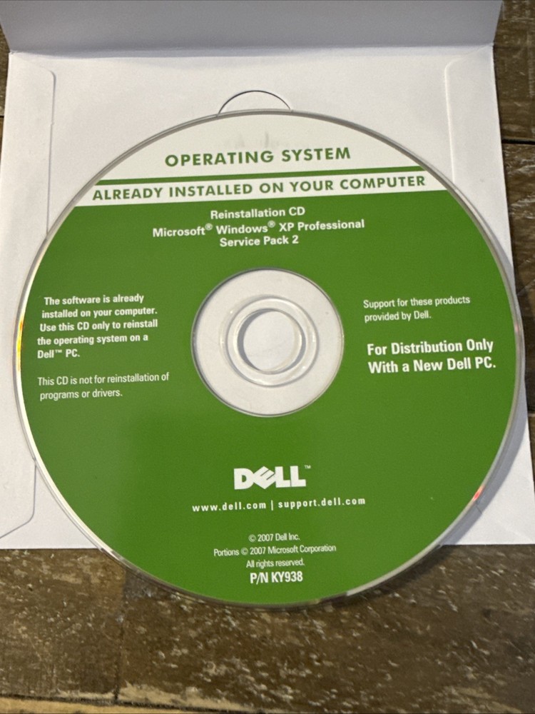 Dell Operating System Windows XP Professional Software PC Cd Rom