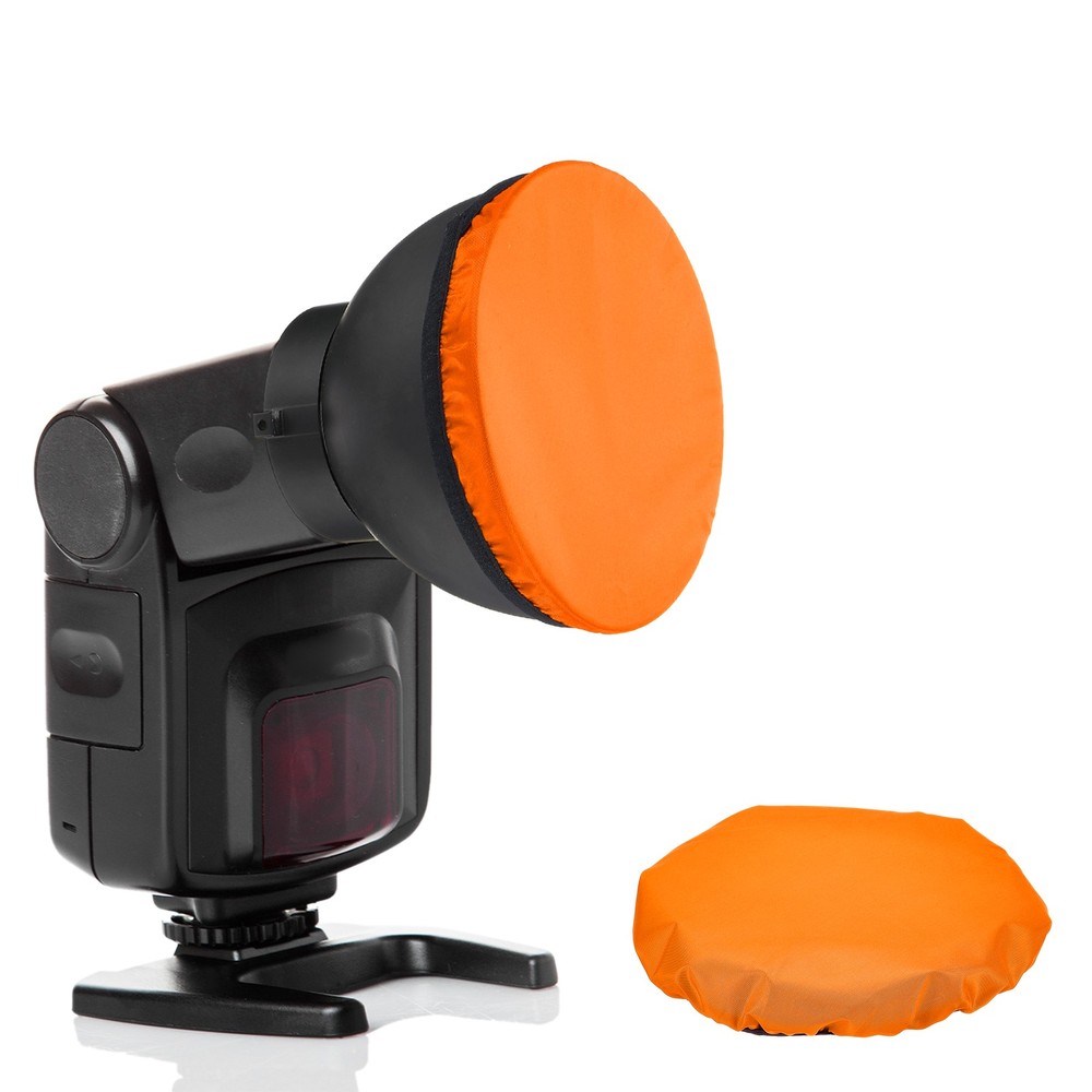 5pcs 6.3" x 6.3" Soft Mini Flash Bounce Diffuser Cap, for Flashlight, Orange