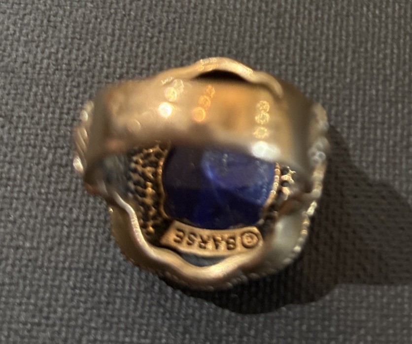 Large Barse Brass Lapis Luzuli Ring Beautiful Ring