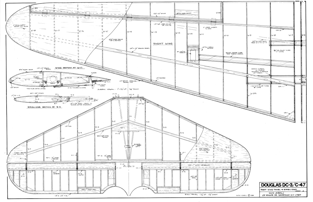 Douglas DC-3 140" Giant Scale RC Model Printed Plans Rolled or Folded