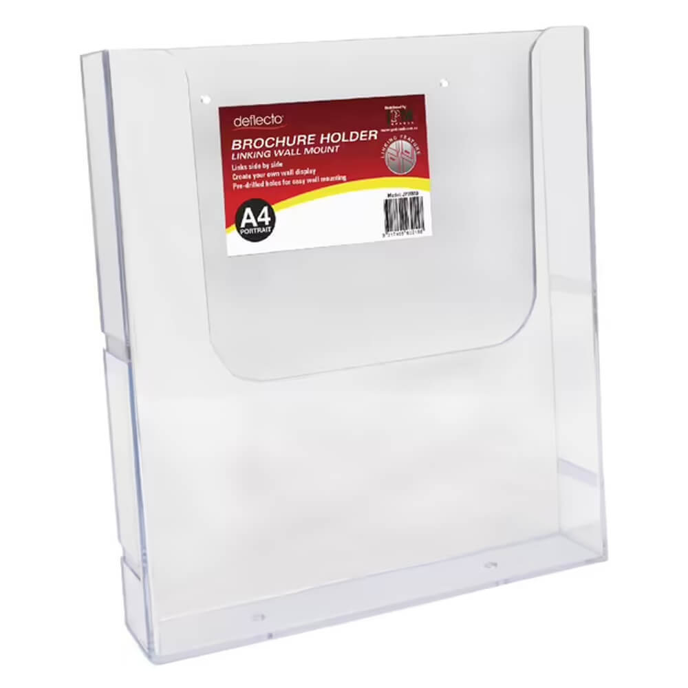 Deflecto Wall Mount Extra Capacity Brochure Holder A4 Plastic Constructed