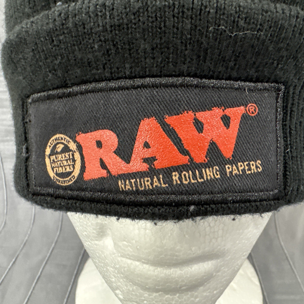 Raw Natural Rolling Papers Beanie Hat Black