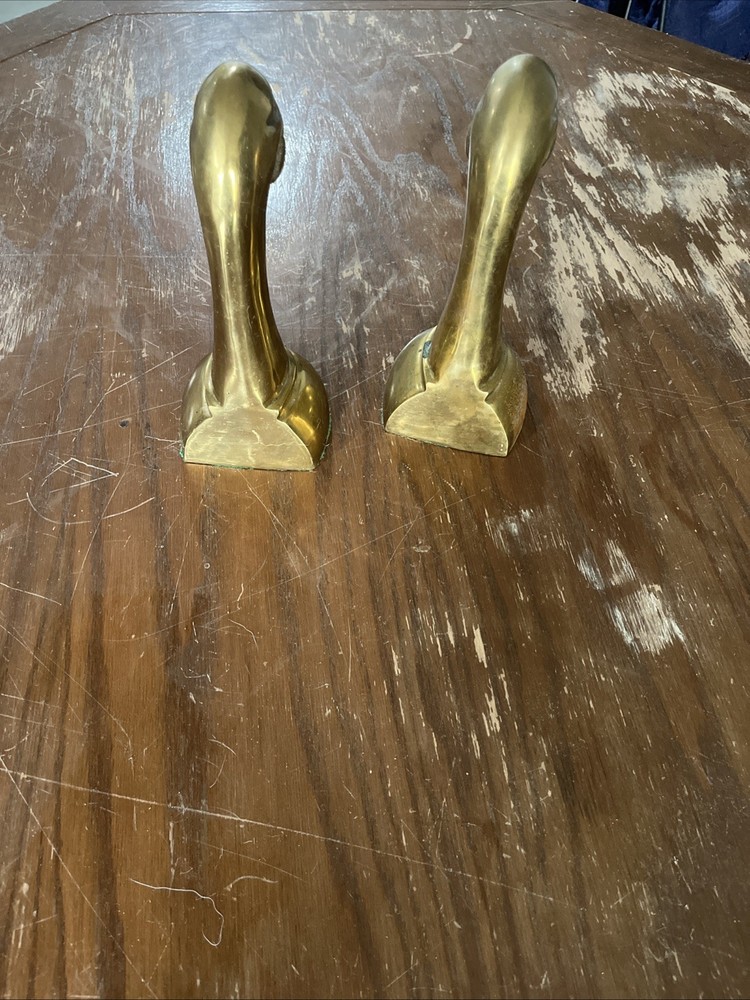 Vintage Solid Brass Duck Book Ends Pair MCM Heavy 6'