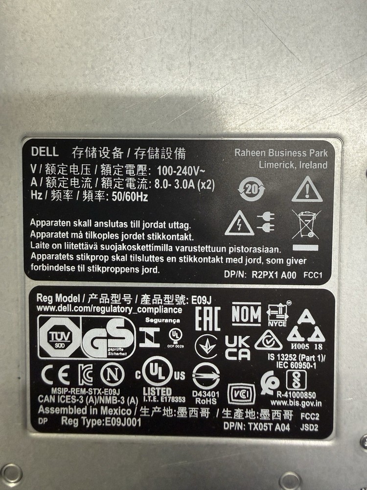 Dell E09J SCv2000 12x18TB SAS Storage Array 12-Bay3.5" Dual HOGFG Controller