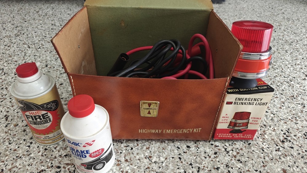 Vintage Emergency Highway Kit W Leather Case
