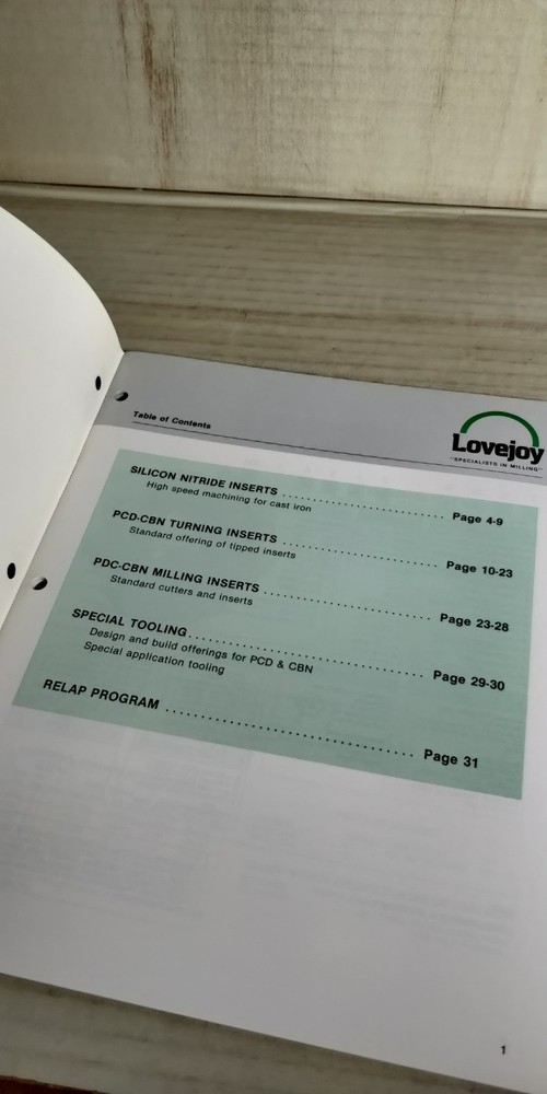 1991 ~ LOVEJOY precision tools catalog Silicon Nitride PCD / CBN C1