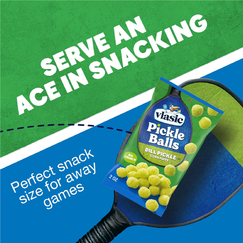 Vlasic Pickle Balls, Dill Pickle Flavored Corn Puffs, 2 oz.