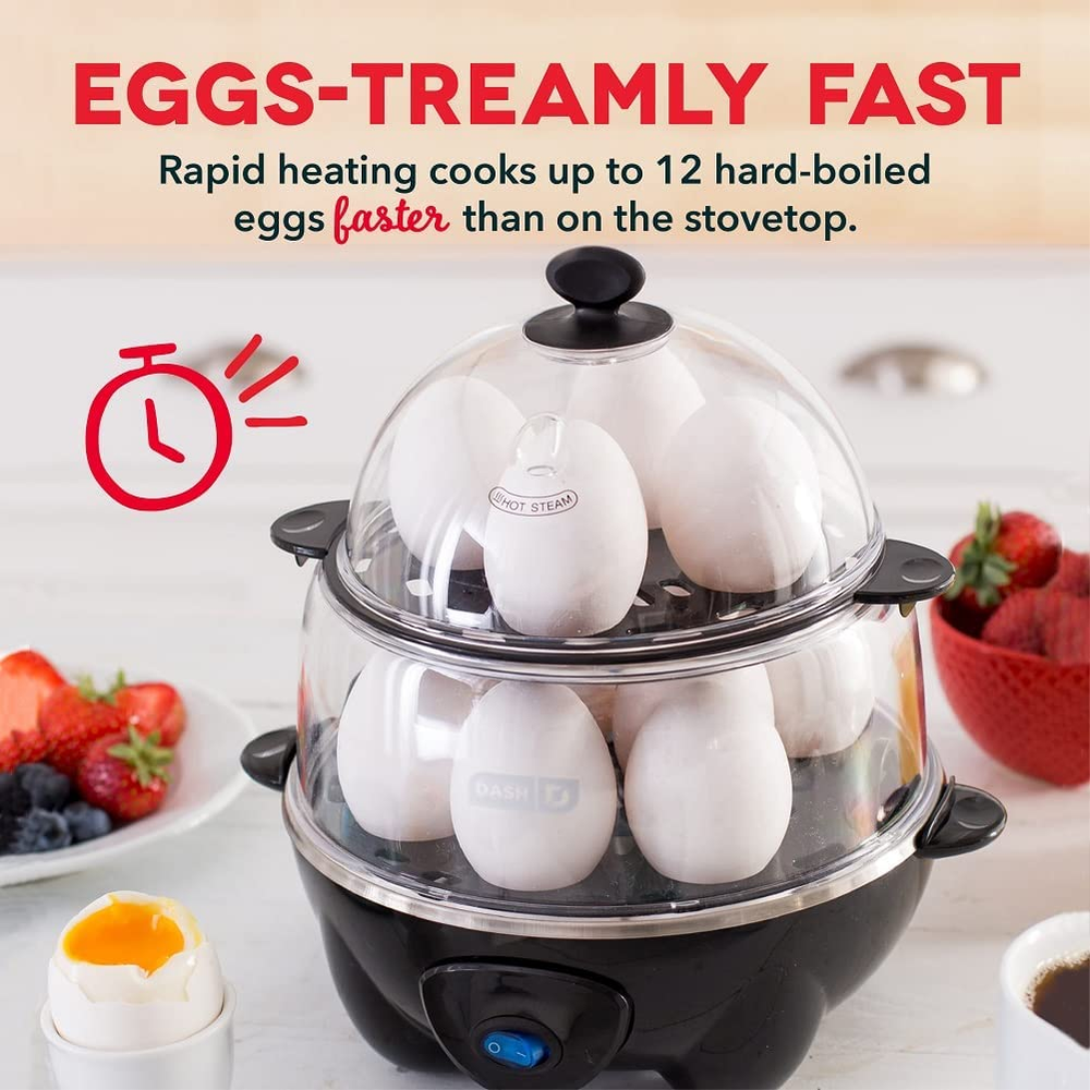 DASH Deluxe Rapid Egg Cooker - 12 Capacity, Multi-Function, Auto Shut Off - Blac