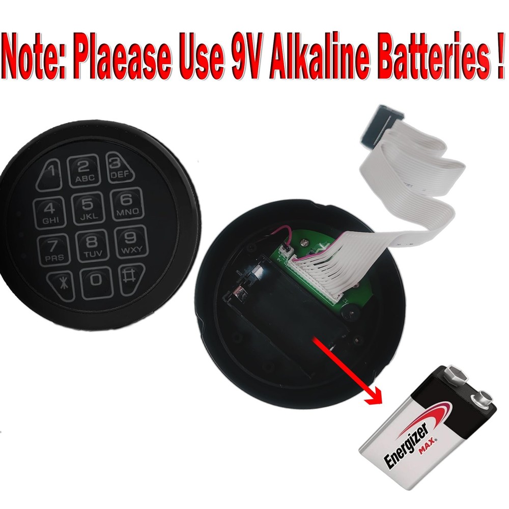 Electronic Safe Lock Replacement Keypad with Solenoid Lock, Gun Black