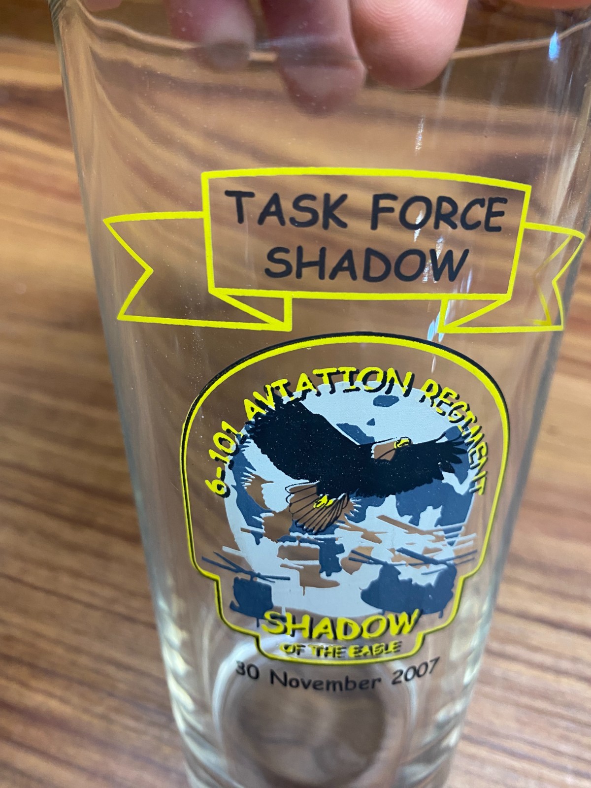 Army Task Force Shadow Eagle 6-101 Aviation Regiment Beer Pint Glass Nov. 2007