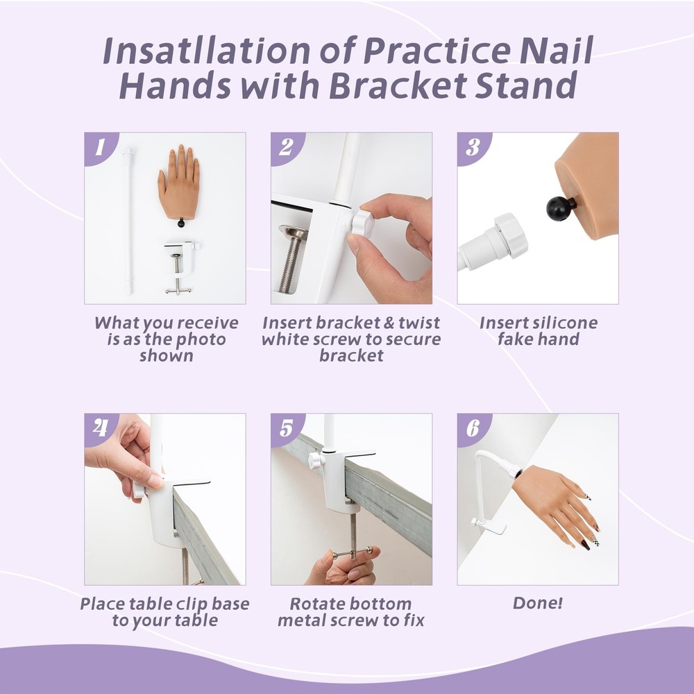 Practice Hand for Acrylic Nails,Realistic Silicone Training Hand with Flexibl...