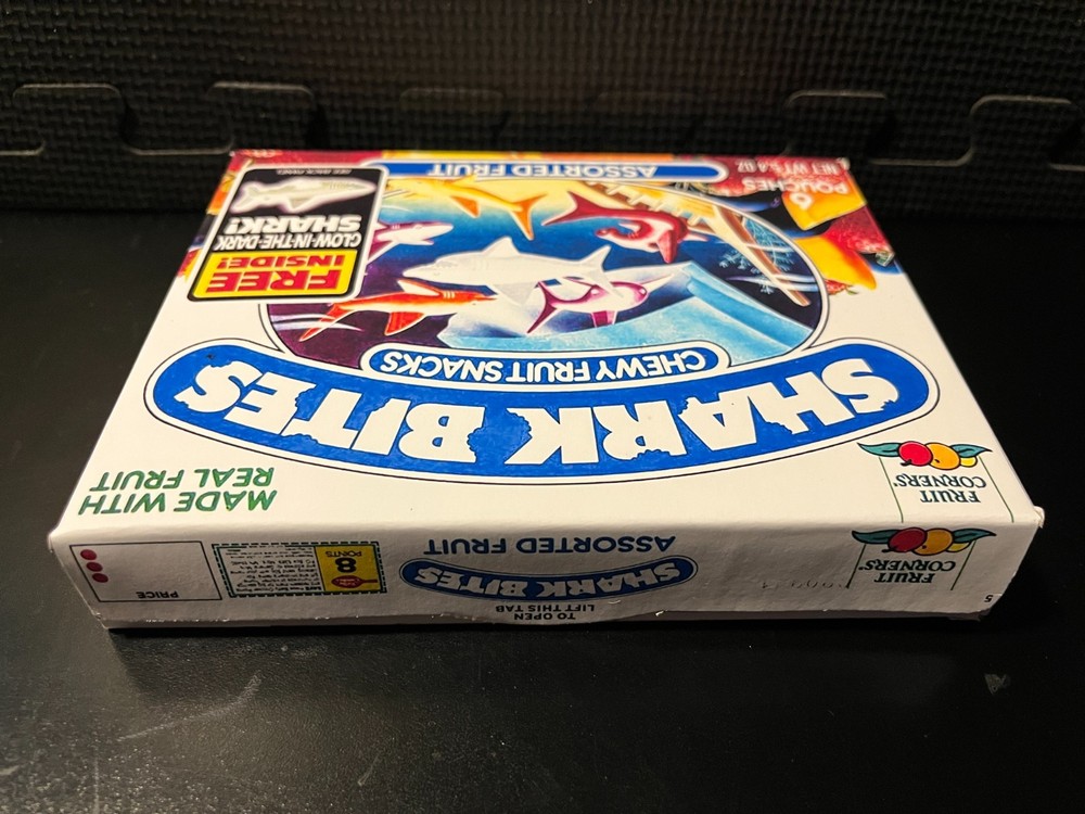 1990 Shark Bites Fruit Snacks (glow in the da) - Replacement novelty display box