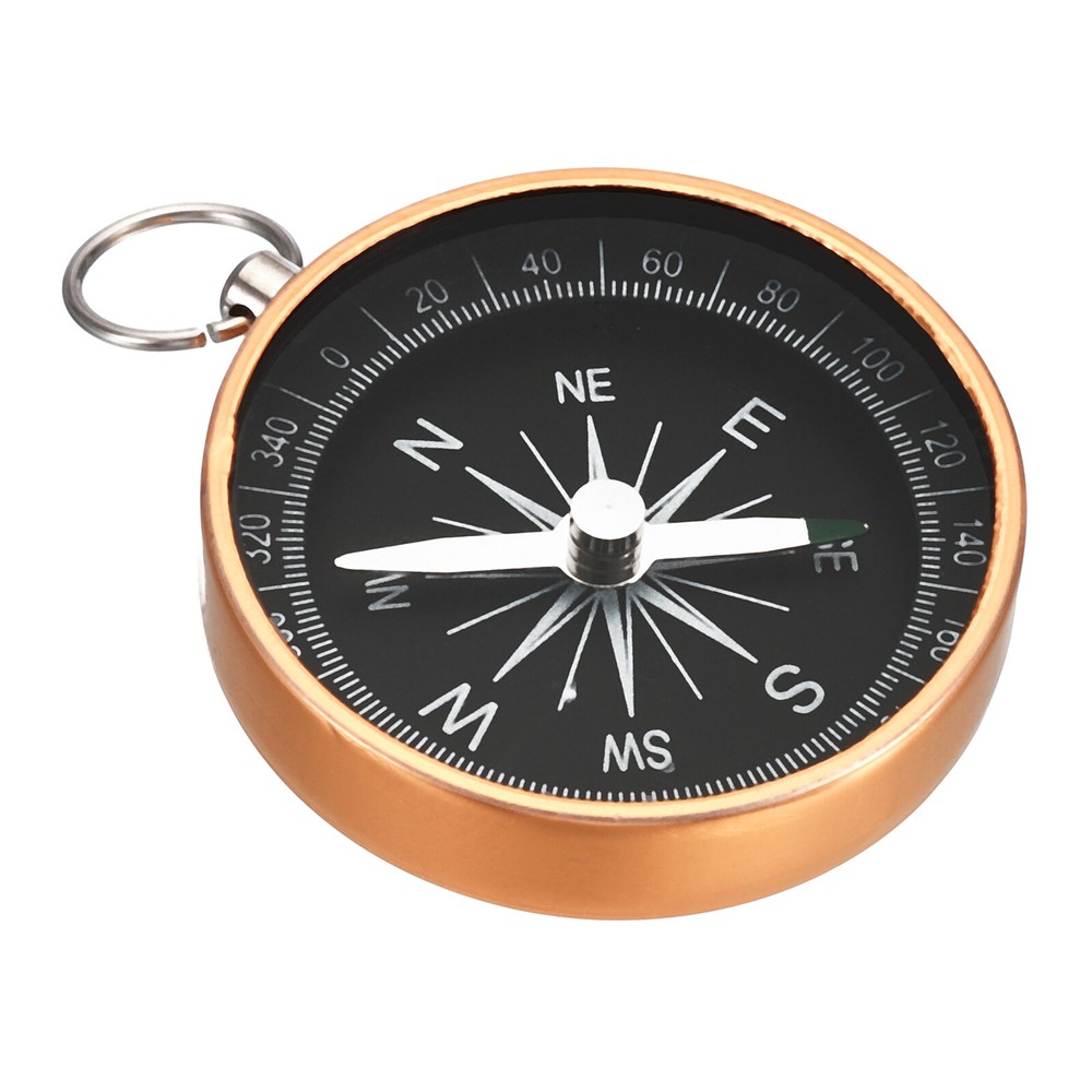 Pocket Compass Outdoors Navigation Compass with Key Ring Yellow