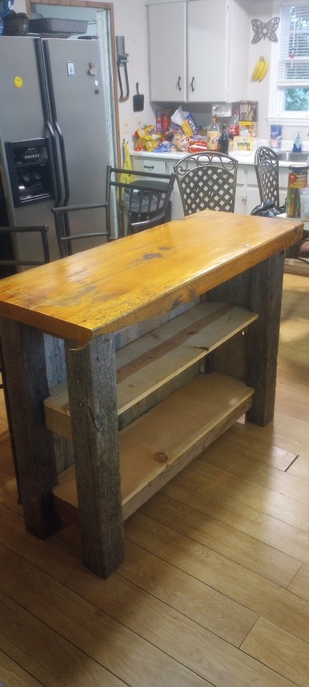 Rustic Oak Bar with 2 swiveling stools
