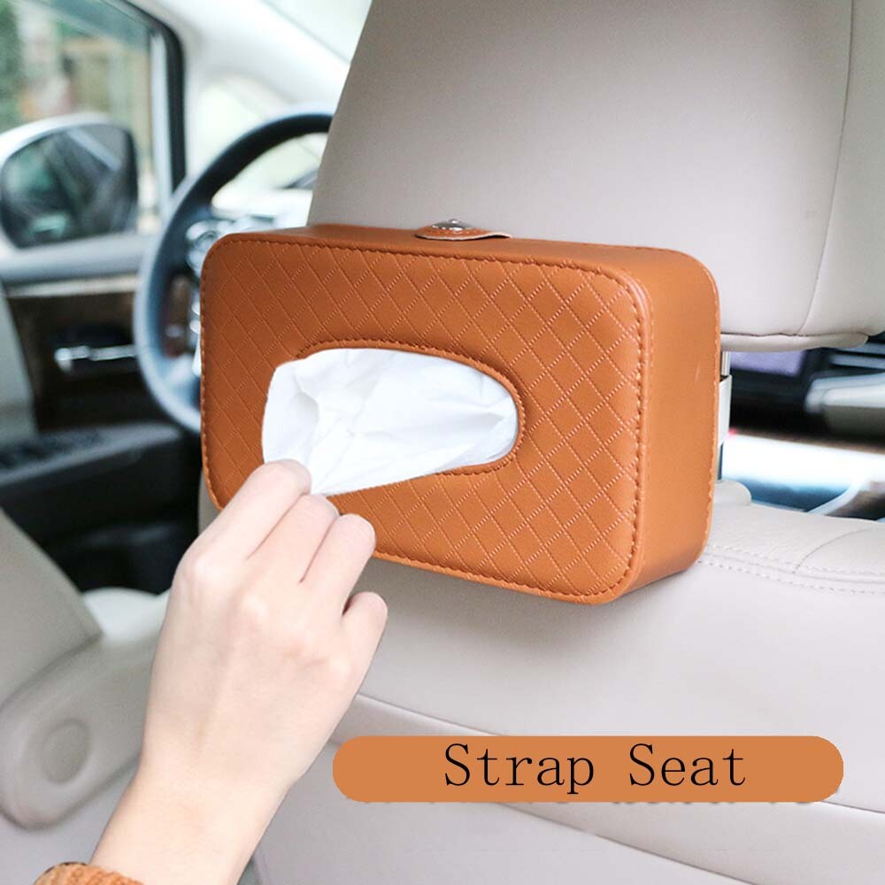 Car Seat Back Strap Leather Tissue Holder