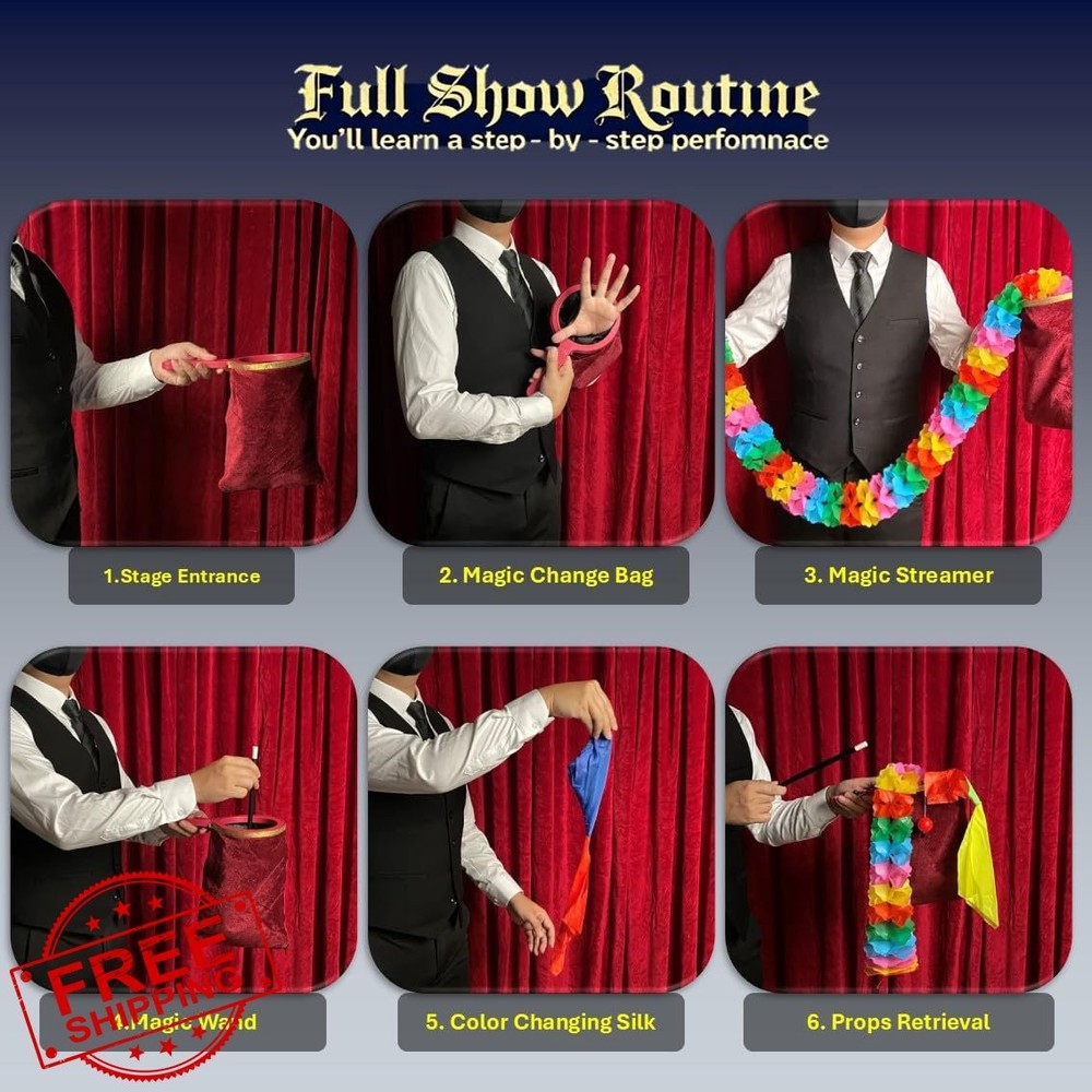 Xfunjoin Magic Trick Set Stage Performance Easy Beginner Magic Kit Change Bag