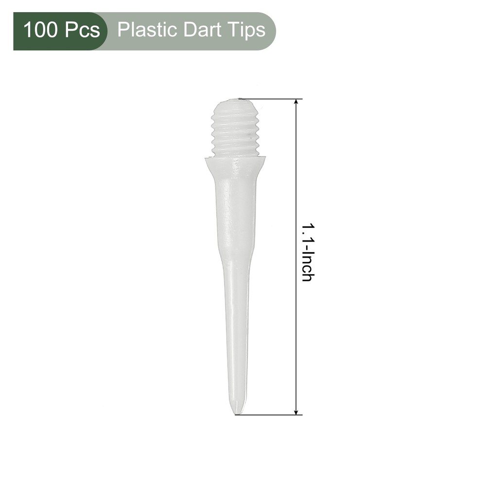 100Pcs Plastic Dart Tips,Game 2BA Thread Soft Darts Tips White