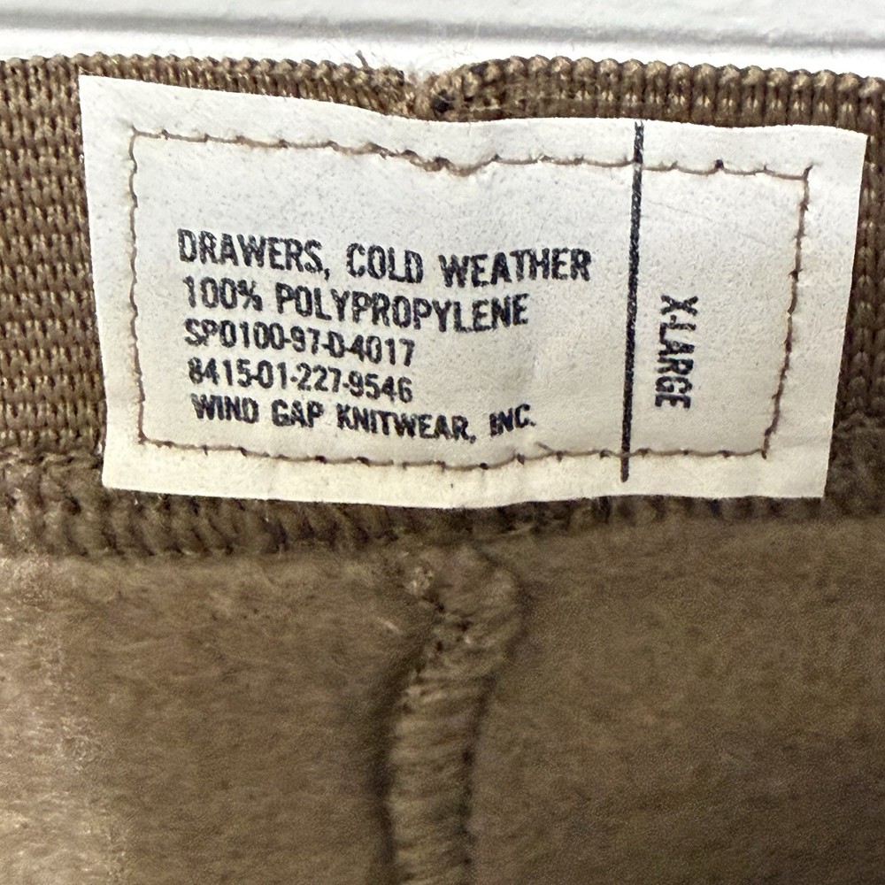 PolyPro ECWCS Brown (Polypropylene) Cold Weather Bottom USGI XLarge New