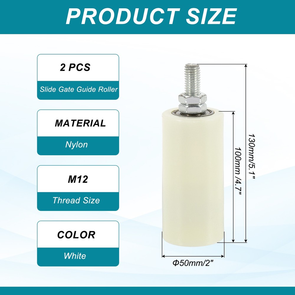 1Set Slide Gate Guide Roller 3.9" Adjustable Nylon Rollers, White