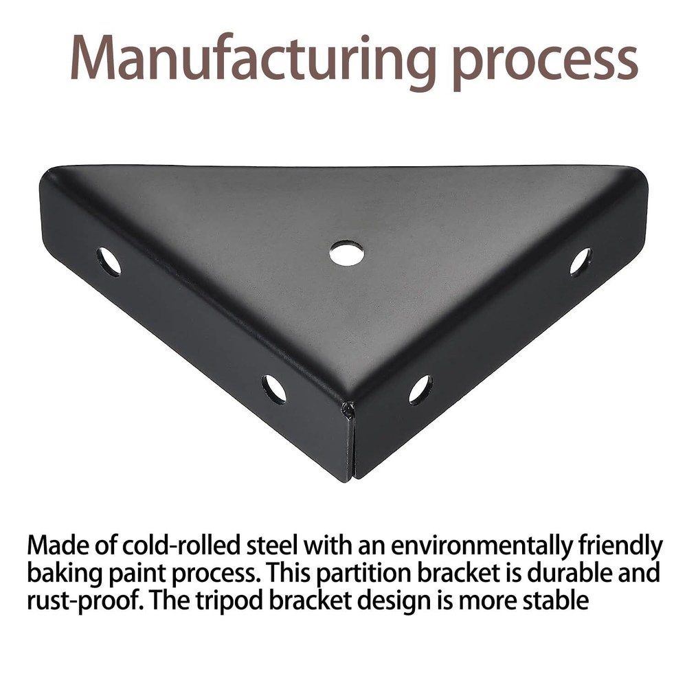 6-Pack Black Bed Corner Support Hidden Triangular Bracket Fastener Steel