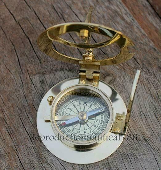 Solid Brass Compass Maritime Nautical Astrolabe Marine Ship Instrument Compass