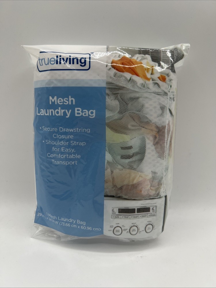 Mesh Laundry Bag Locking Drawstring Delicate Clothes 29x24 White 1 Pack