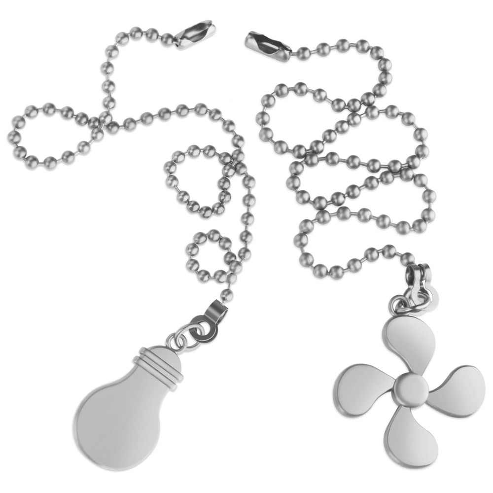 2 PCS Ceiling Fan Pull Chain Extension, Silver 12 Inches Pull Chains, Decorat...