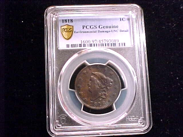 1818 Large Cent, PCGS Uncirculated detail