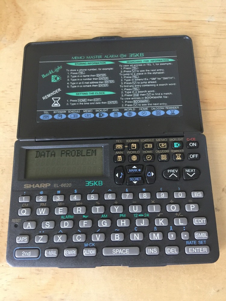 Sharp EL-6620 Electronic Organizer Memo Master 35KB with BackLight