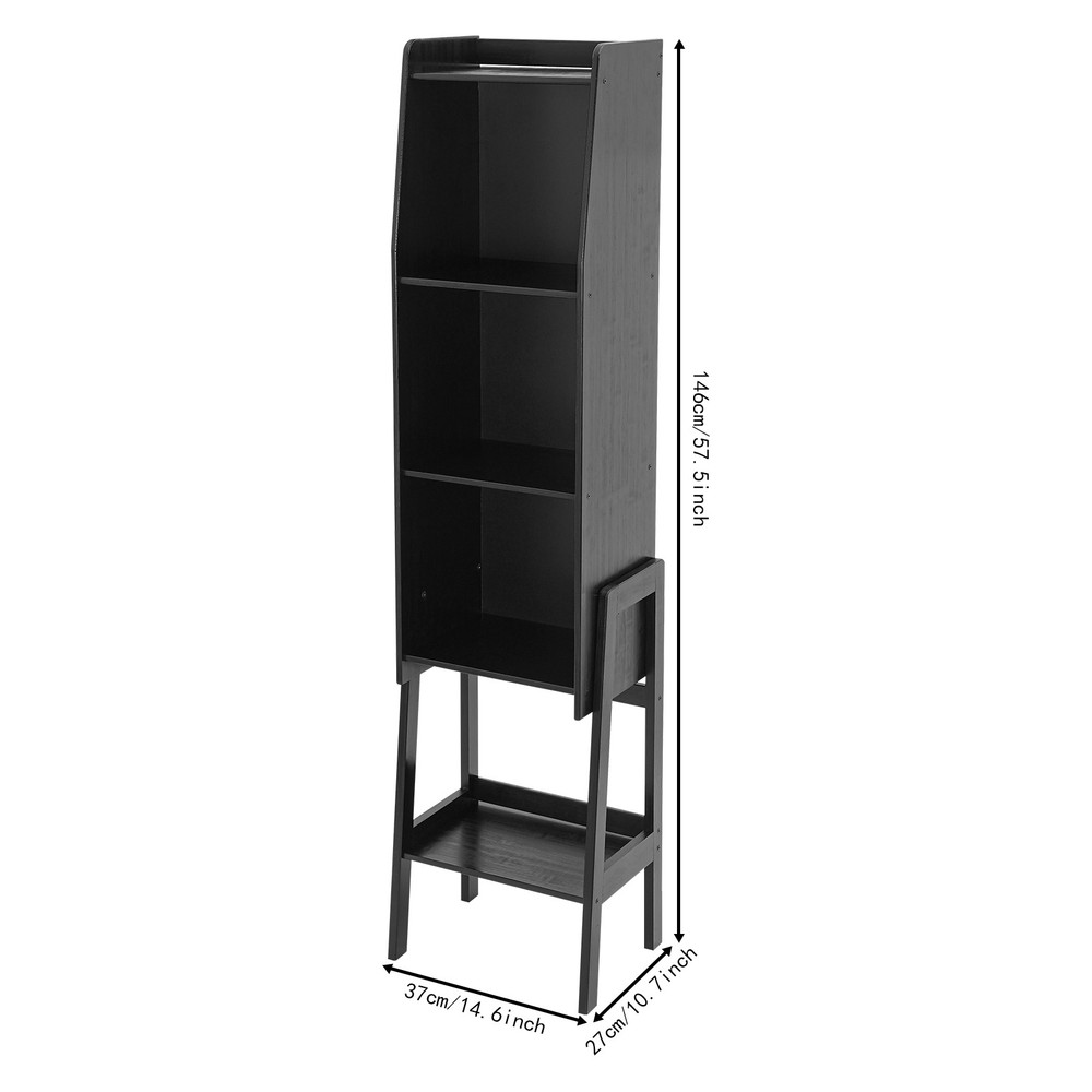Rectangular Five-tier Modern End Table Storage Side Table Cabinet Black NEW/US