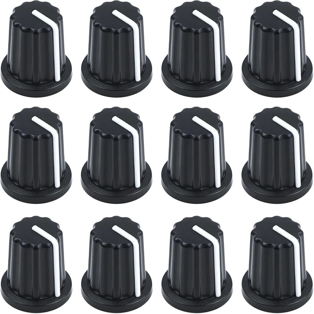 12 Pcs 6mm D Type Potentiometer Control Knobs - Black Plastic Rotary Knobs for P