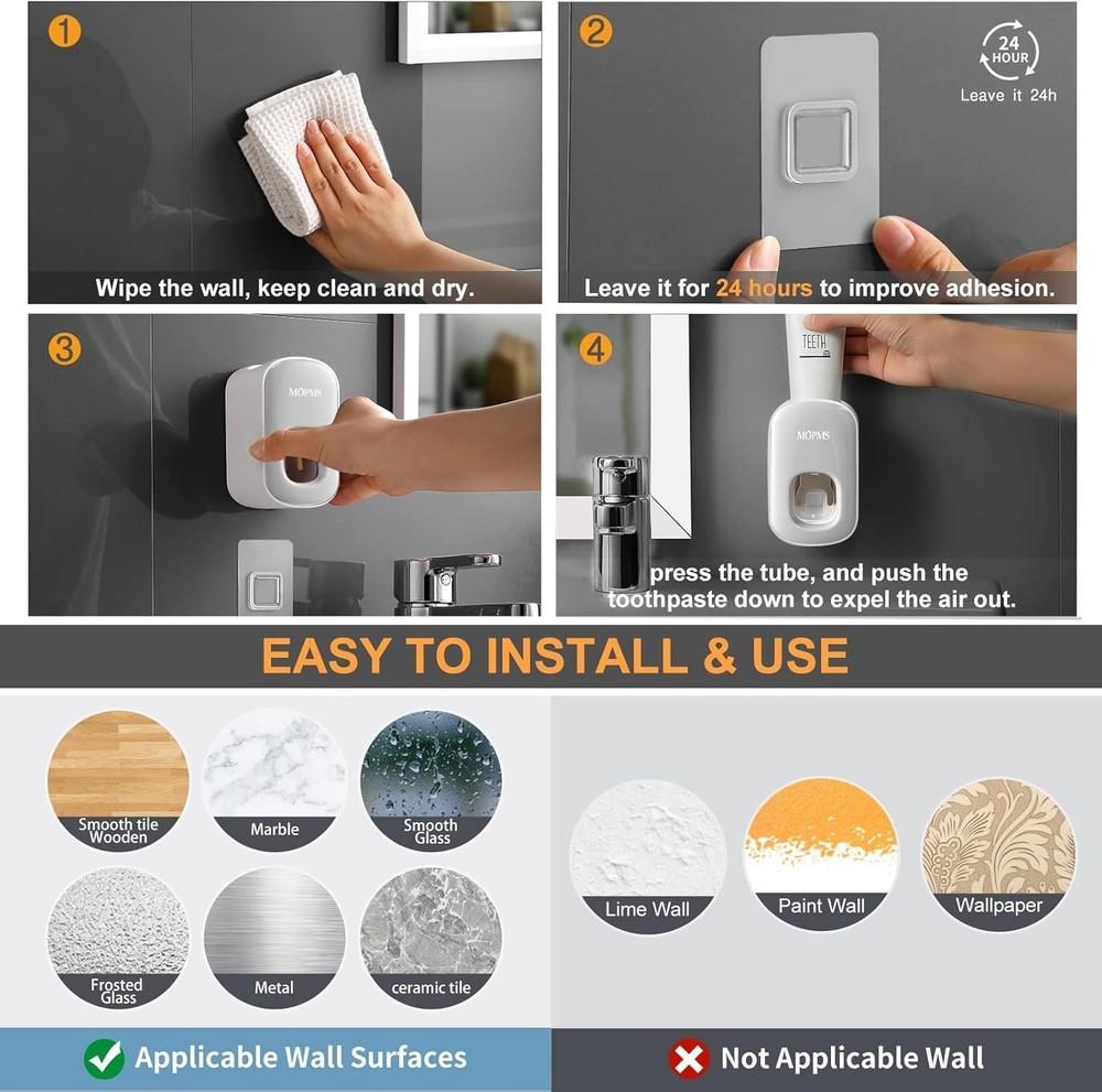 Automatic Toothpaste Dispenser Wall Mounted Squeezer Bathroom 2 Day Delivery