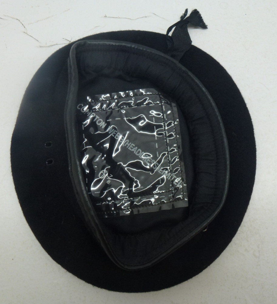 Compton Webb Black Wool Military Issue Beret 6 7/8