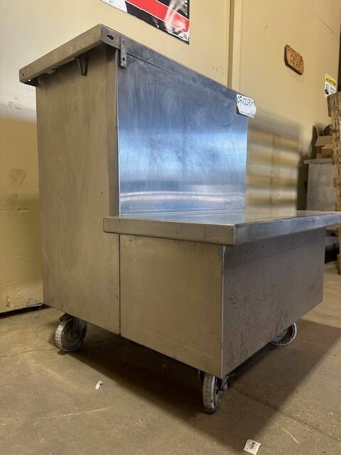 LOW TEMP STAINLESS STEEL 2 STEP WORK COUNTER STATION ON CASTERS