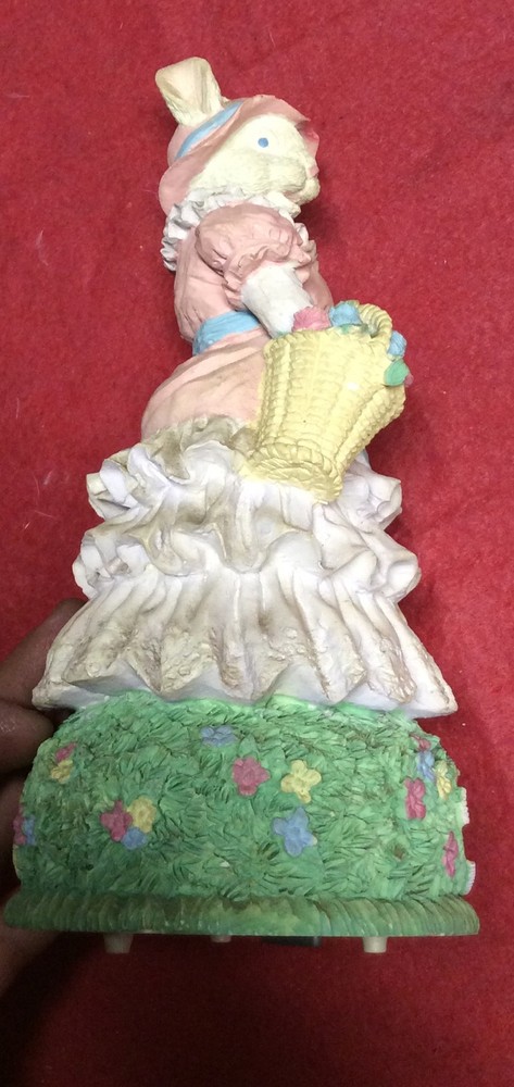 VTG Happy Easter Musicale Bunny Table Figurines - 9 3/8” tall Multicolor.