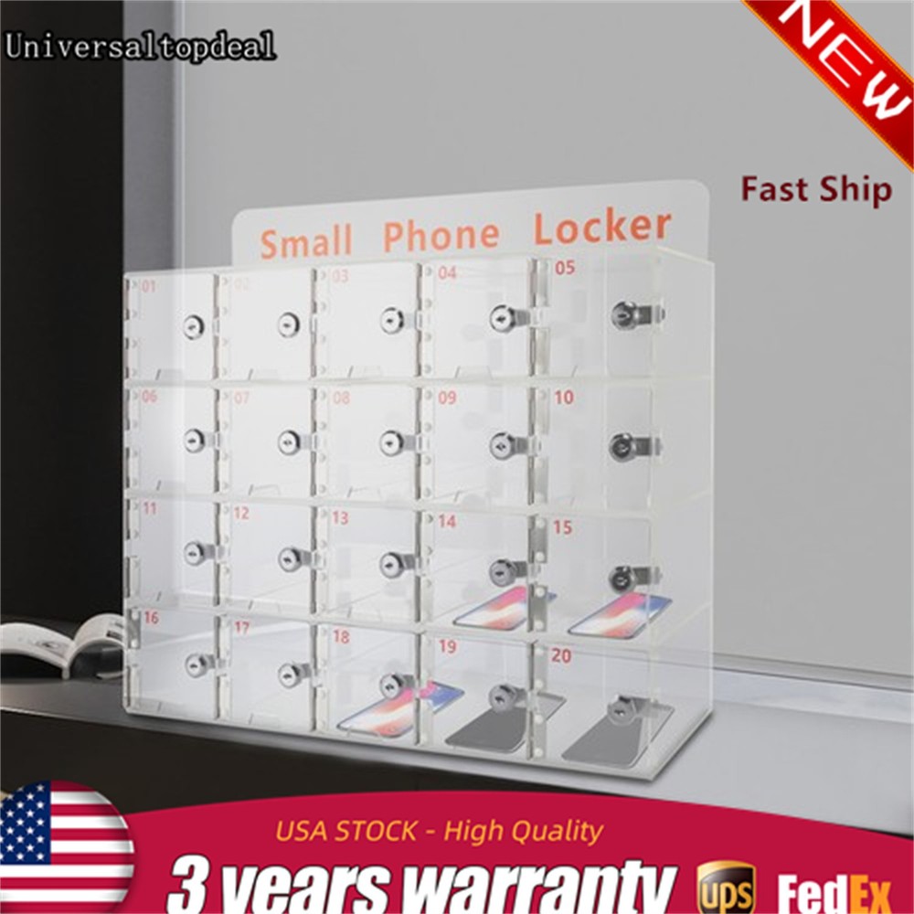 Clear Acrylic Cellphone Locker Rectangular Cell Phone Storage Box with Keys