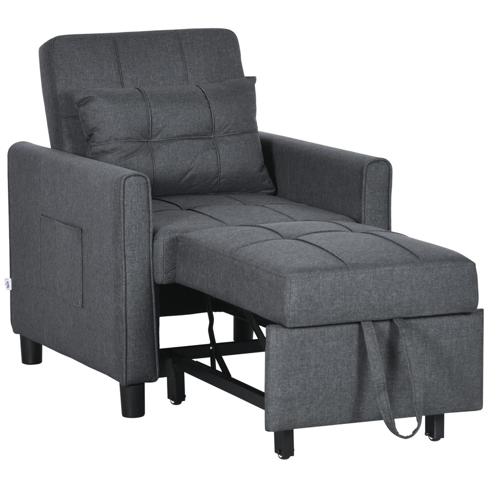 3-in-1 Convertible Chair Multi-Functional Single Sofa Bed Pull Out Sleeper Couch