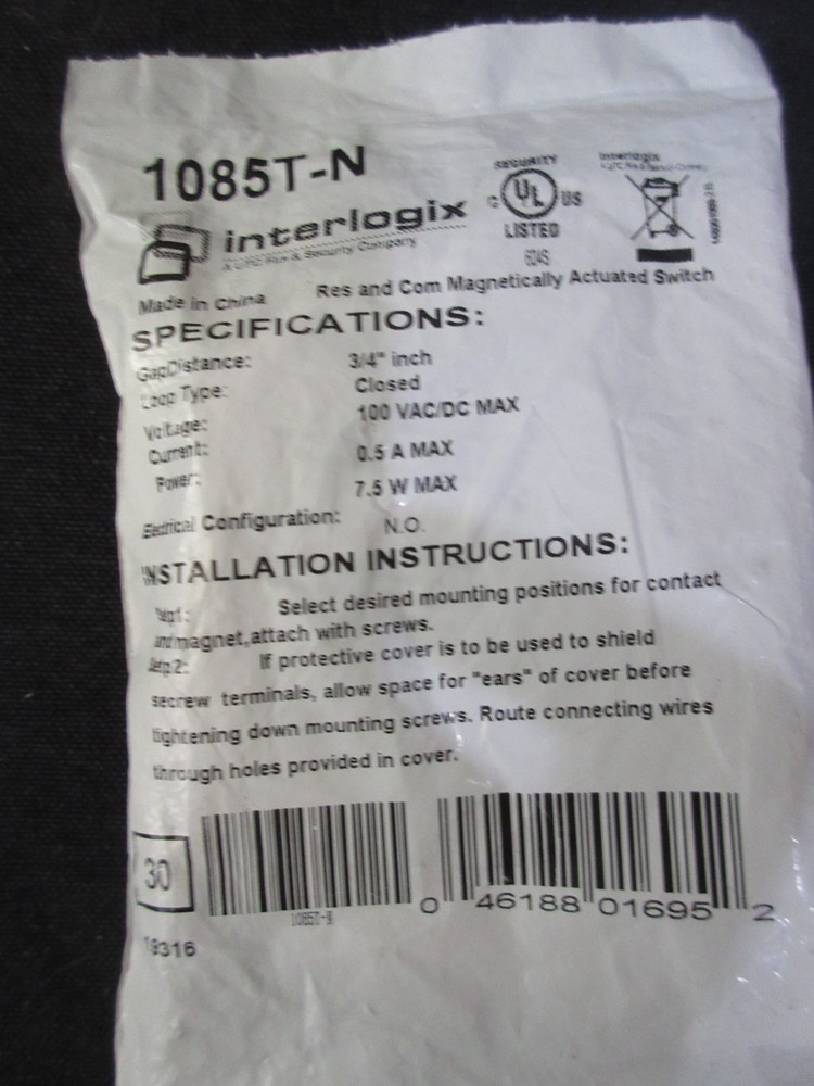 Interlogix 1085T-N  Magnetically Activated Switch, MIP