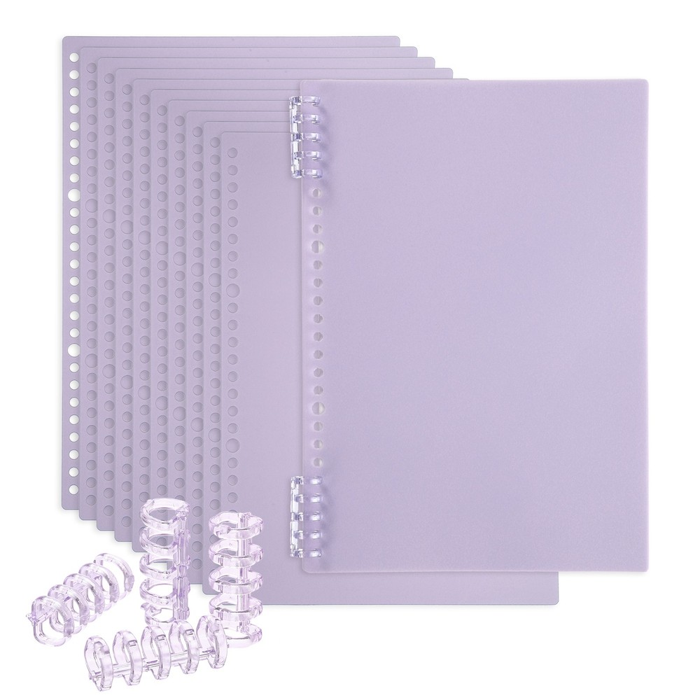12 Pack B5 22 Mil Plastic Notebook Binder Covers with Binding Comb, Light Purple