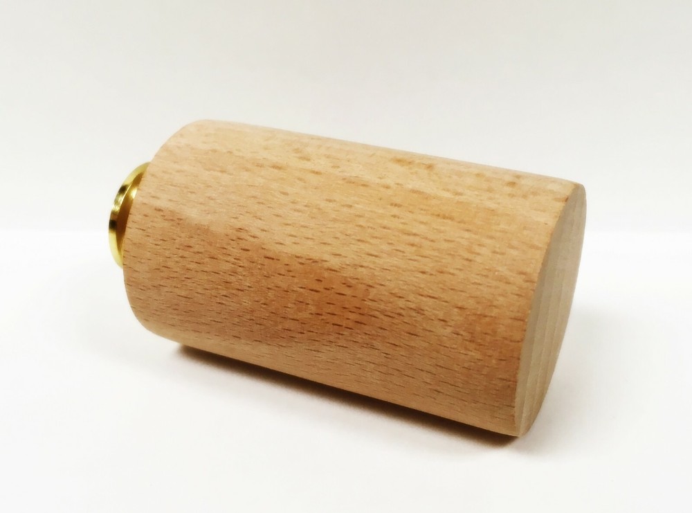 Lamp Finial-SOLID BEECH WOOD CYLINDER-W/Dual Thread Base-Polished Brass