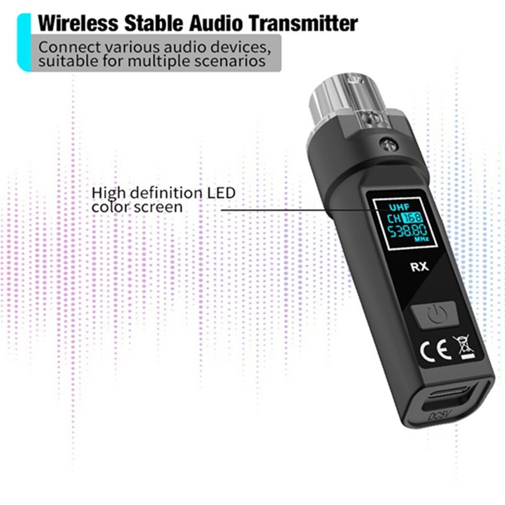 UHF Microphone System Adapter XLR Transmitter and Receiver for Dynamic2373