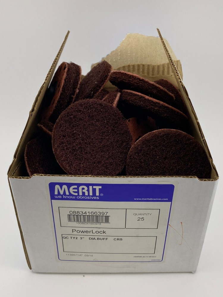 Merit by Norton 08834166397 3" Coarse Type 2 Buffing Discs (25 Discs per box)