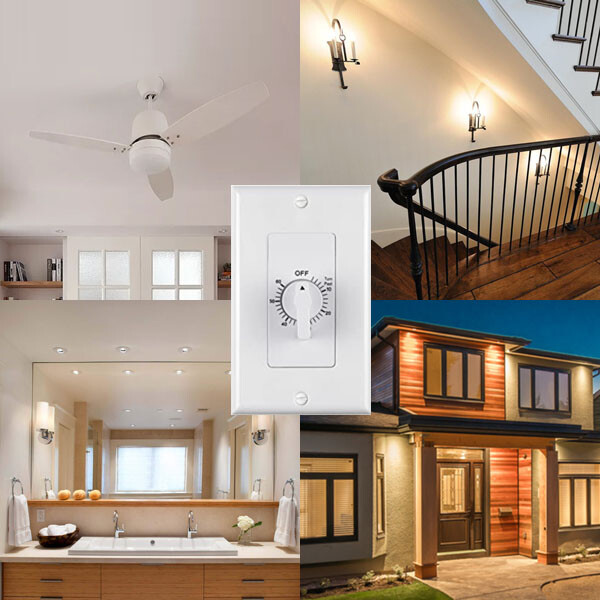 BN-LINK Heavy Duty Mechanical 60-Minute In-Wall Spring Loaded Countdown Timer