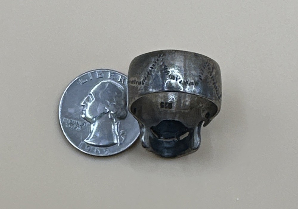 925 Sterling Silver Heavy Skull Ring /Size 11.5