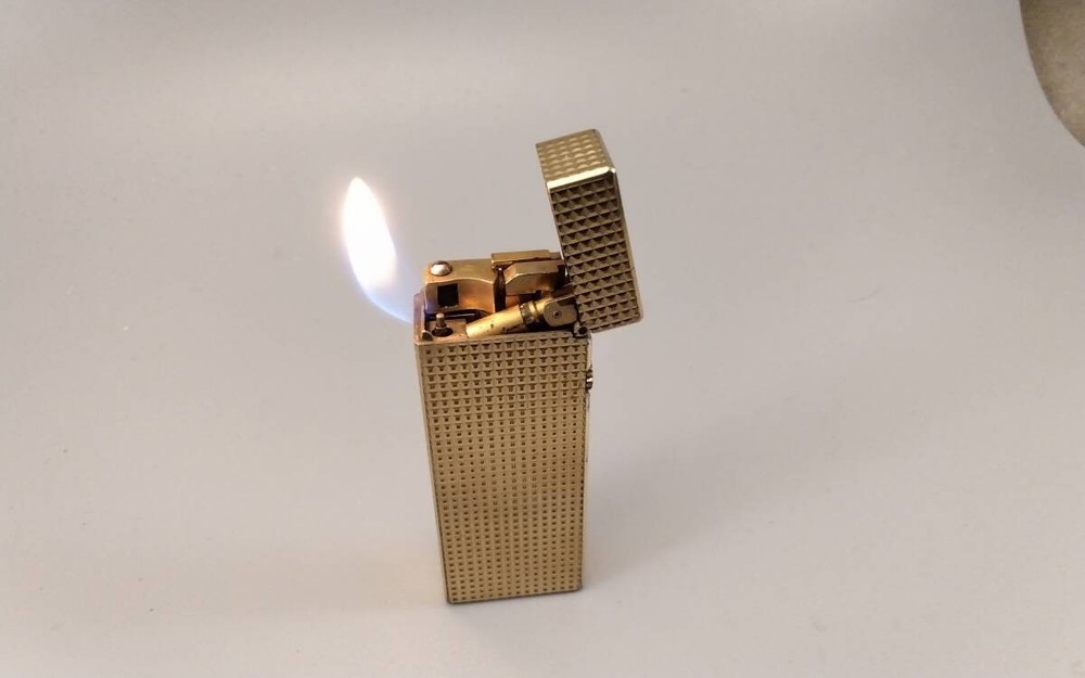 Dunhill Rollagas Transitional Gas Lighter, Custom Pipe, Gold Hob Nails, Working