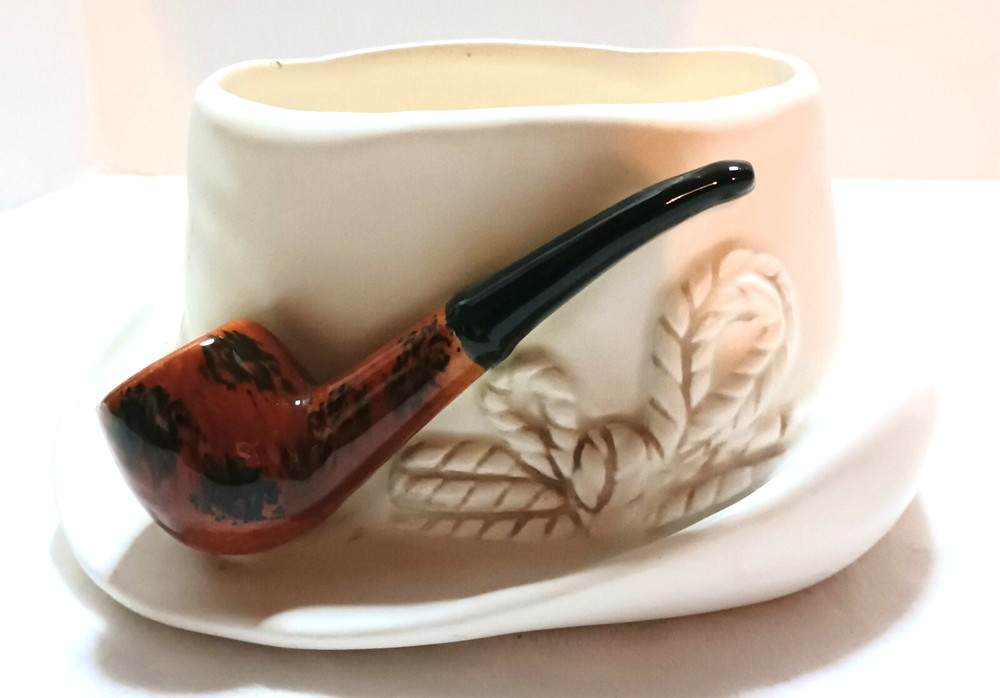 1963 LEFTON #1221 Ceramic Planter desk caddy Tyrolean Mountain Hat Briar Pipe