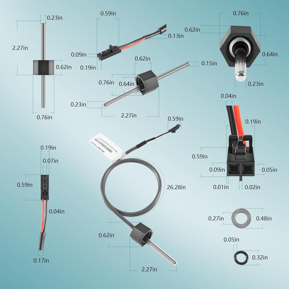24" Temp/Hi Limit Sensor for Balboa Spa Heater M7 System, 1/4" Sensor Diameter