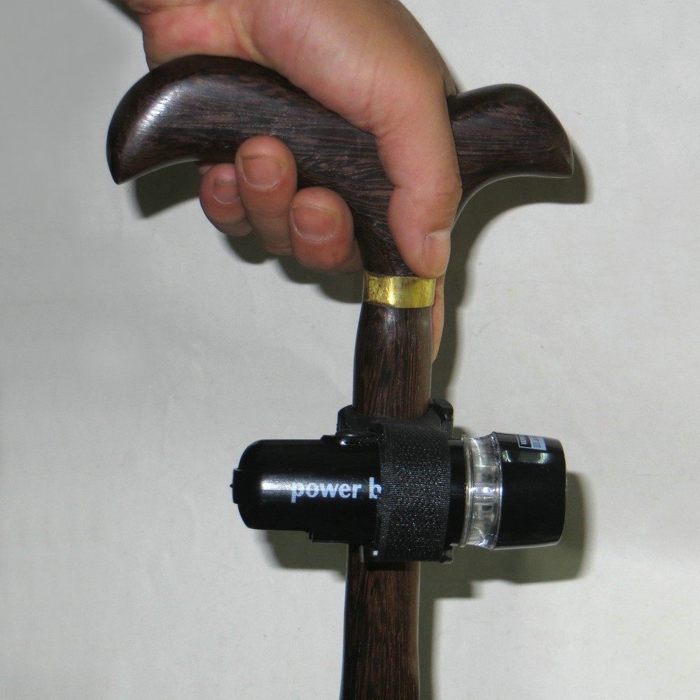 Walking Stick Cane Strap Handle Black LED Light Adjustable fixed- no Cane